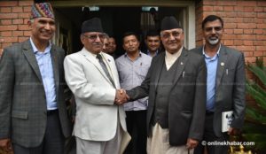 Oli, Dahal hold meeting to express complaints about each other