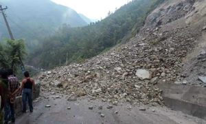 Landslide blocks Prithvi Highway