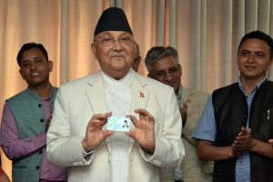 PM Oli gets his biometric national ID card