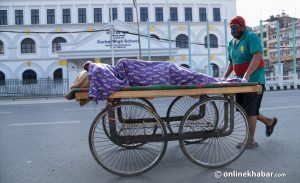 Thelagada serves as ambulance for this man in locked down Kathmandu