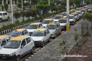 Kathmandu taxi drivers demand they are allowed to work