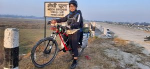 Sweta Shrestha, a lady, cycled from Mechi to Mahakali for a change. What’s that?