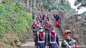 Nepal Army personnel trekking Prithvi Narayan Shah’s unification trail