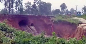 East-West Highway obstructed in Nawalpur as flood destroys culvert