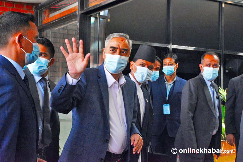 Prime Minister Sher Bahadur Deuba leaves for the COP26, at the Tribhuvan International Airport, in Kathmandu, on Friday, October 29, 2021.