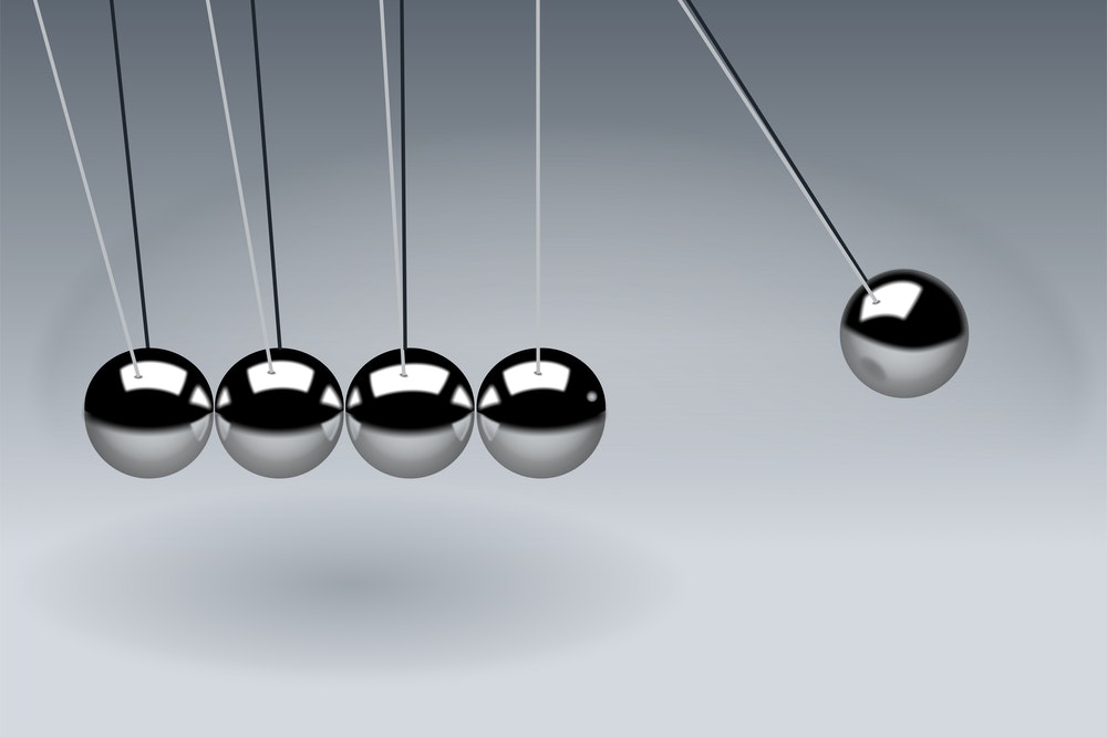 Newton's Cradle law of inertia