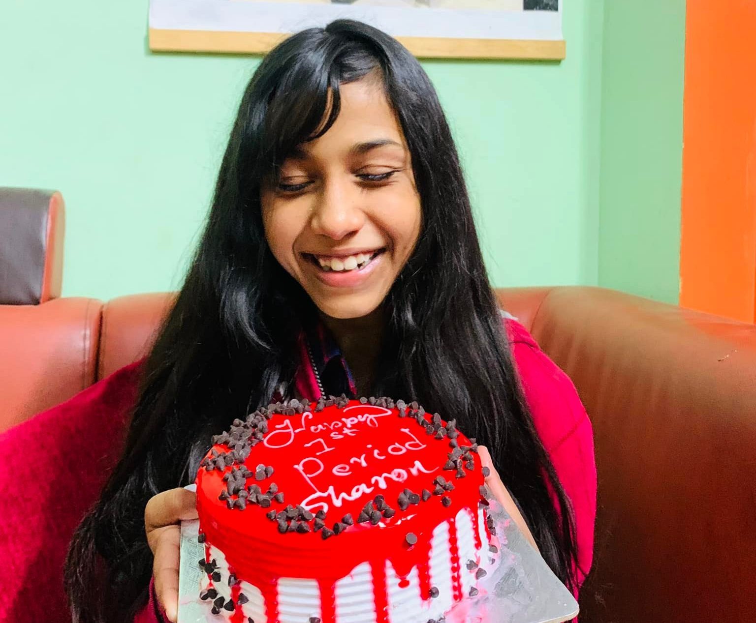 Sharon Bhurtel celebrates her first period. Photo: Namita Poudel