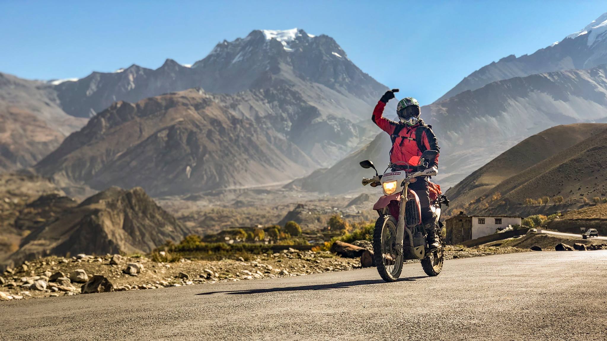 A biker poses for a photo in Mustang. Photo: Lelish Maharjan