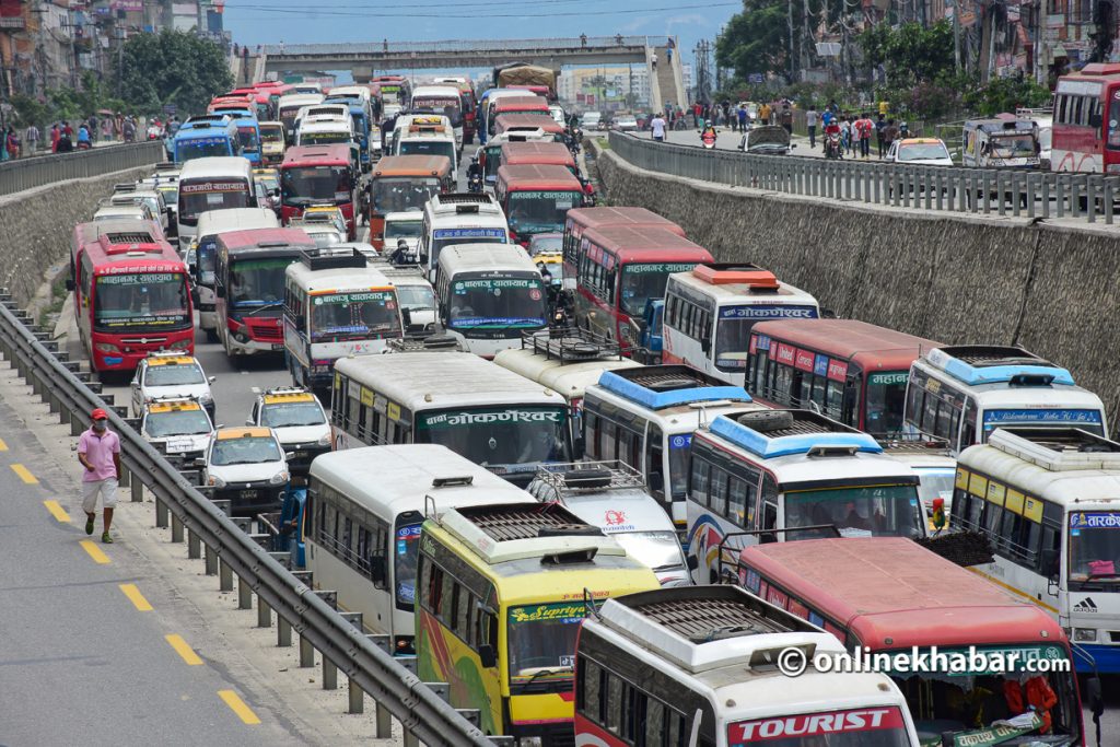 File: Vehicles on a Kathmandu road