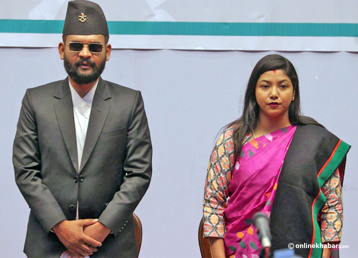 Kathmandu Mayor Balen Shah and his deputy Sunita Dangol. Photo: Aryan Dhimal