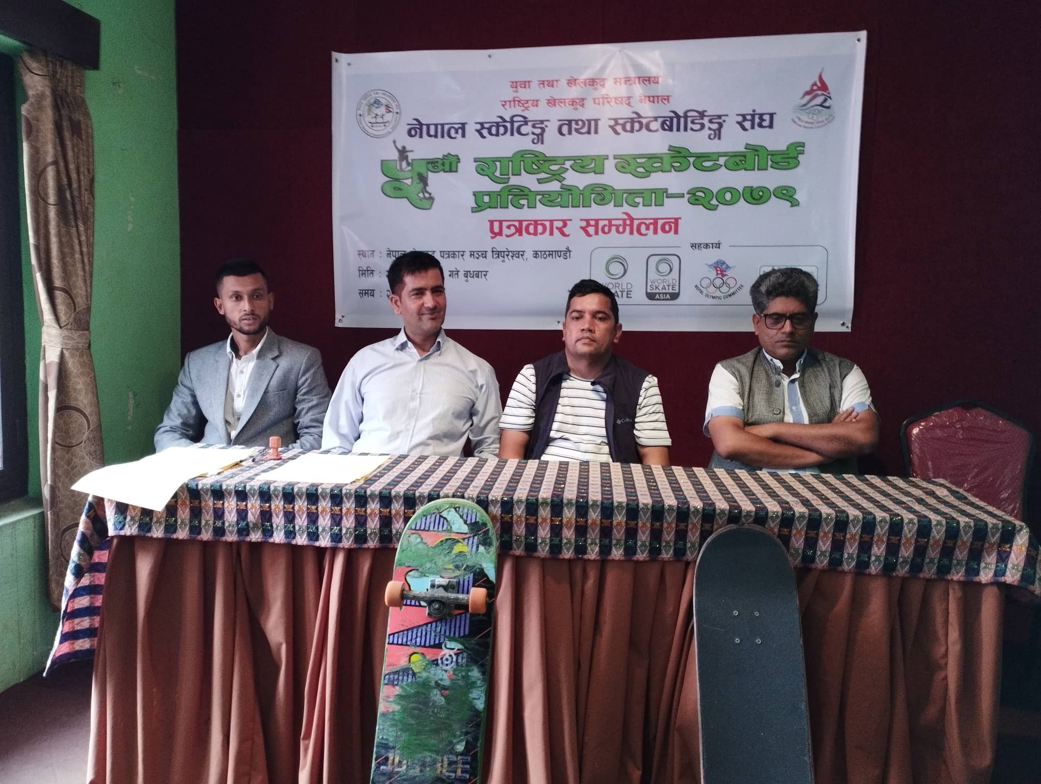 A press meet to announce the 5th National Skateboard Championship.