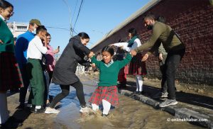 Melamchi pipe burst causes mayhem in Lainchaur (In Pictures)