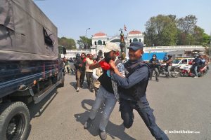 Protesting meterbyaj victims detained in front of Singhadarbar