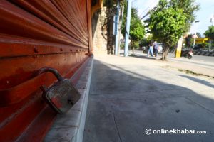 Closed shutters in Kathmandu show no respite from the volatile economy yet