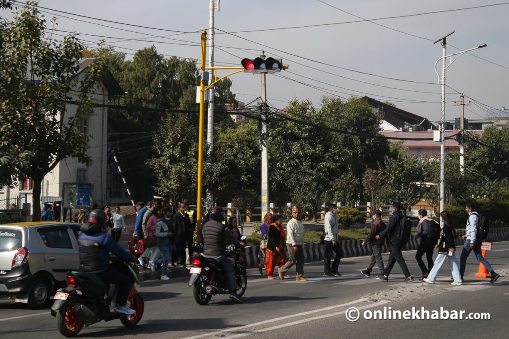 Pelican crossing installed in Babarmahal to aid pedestrians