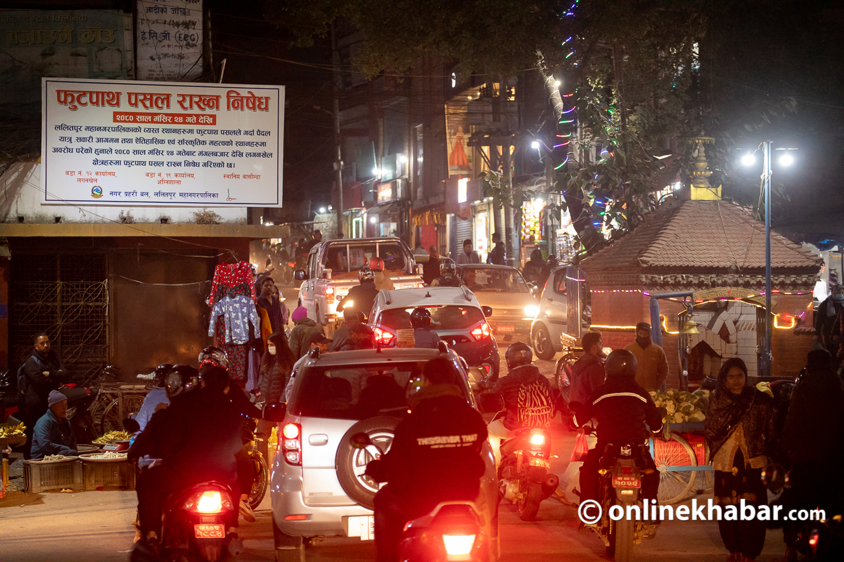 Lalitpur to ban sidewalk business on Mangalbazar-Lagankhel road from December 10