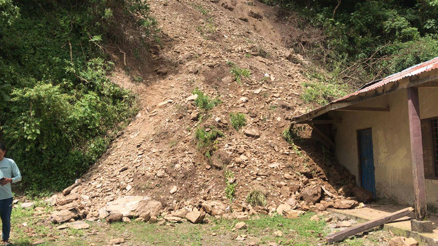 Landslide destroys school in Makwanpur