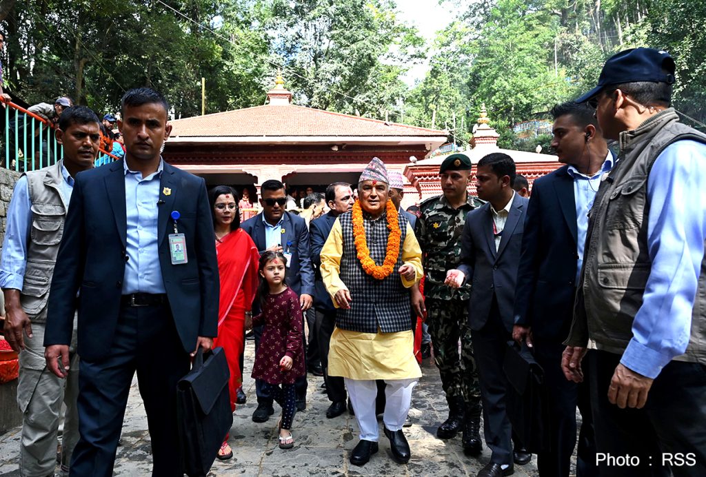 President offers worship at Dakshinkali temple