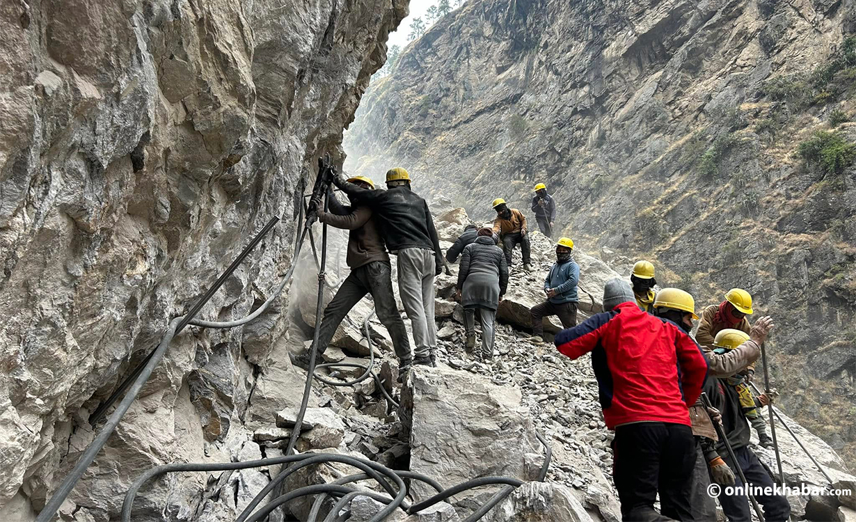 Benighat-Larke road connecting China: Motorable road reaches Pangsing