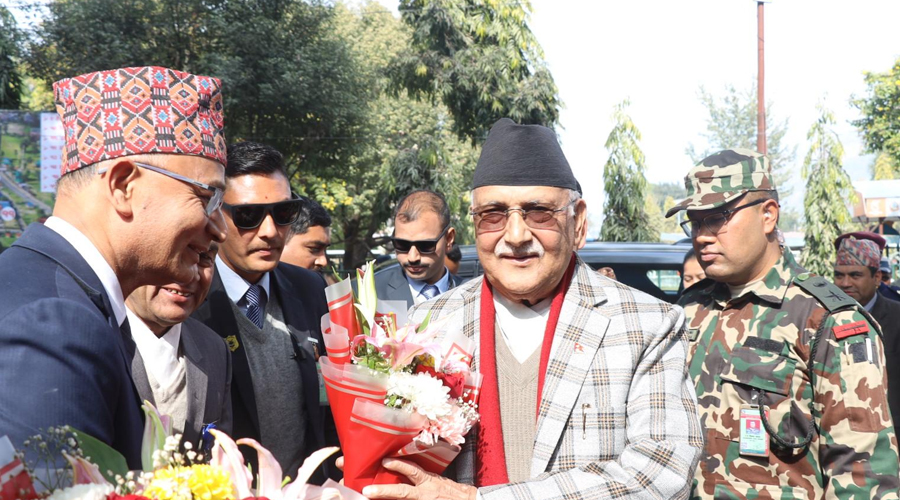 PM Oli arrives in Pokhara